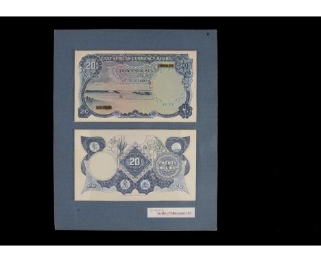 East African Currency Board, a pair of stunning hand drawn design essays for the face and reverse of a 20 shilling note, poss