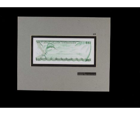 Cayman Islands Government, an original, hand drawn design essay for the reverse of a $10 note, the art work done at Bradbury 