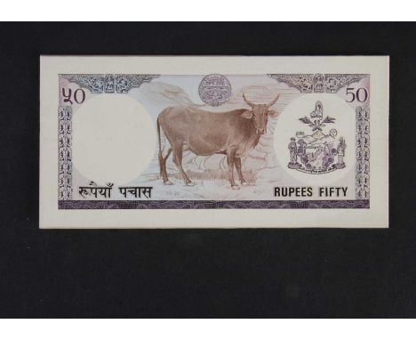 Nepal, an original hand drawn design essay for the reverse of a 50 rupees note, possibly circa 1982,  the art work done at Br