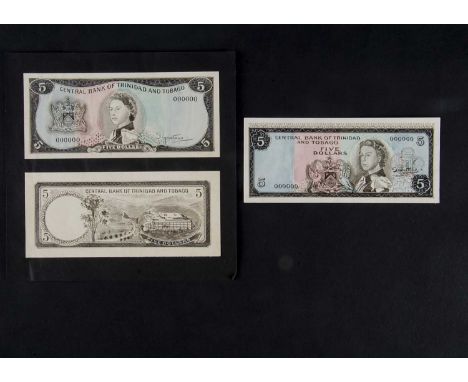 Central Bank of Trinidad and Tobago, a collection of three important original hand drawn design essays for the face and rever