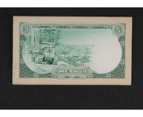 Malaysia, an original hand drawn design essay for the reverse of a 5 Ringgit note, the art work done at Bradbury Wilkinson, p