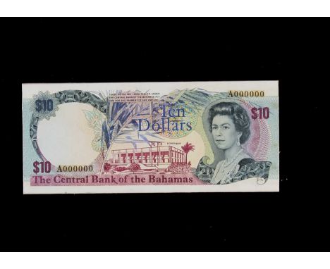 The Central Bank of the Bahamas, an original hand drawn design essay for the face of a $10 note, the art work done at Bradbur