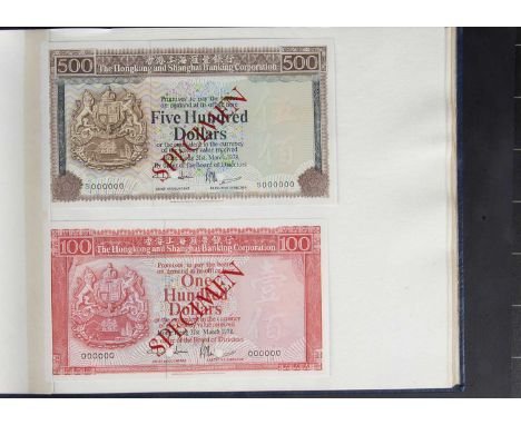 Specimen Bank Note: A Bradbury Wilkinson &amp; Co branded blue leatherette specimen bank note sample album, containing a tota