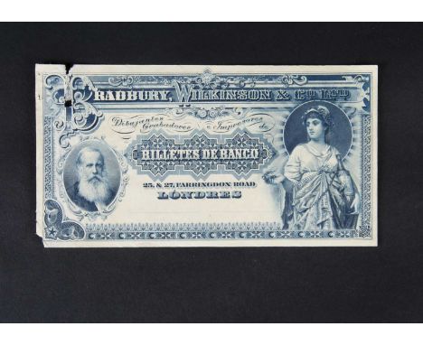A Bradbury Wilkinson & Co Ltd advertising banknote, circa 1880's - 1890's, single sided on paper, this face design measures 9