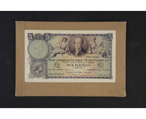 The Commercial Bank of Scotland Ltd, a stunning, original and important hand drawn design essay for the face  of the £5 circu