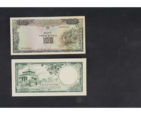 Vietnam, a pair of original hand drawn design essays for the face and reverse of a 100 Dong note, most likely produced for Br