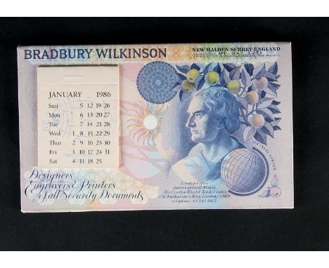 A Bradbury Wilkinson Advertising Calendar, dated 1986, along with various pieces of hand drawn design work pertaining to the 