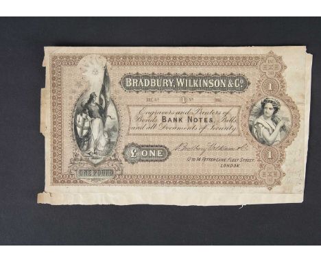 A Bradbury Wilkinson & Co Ltd advertizing banknote, circa 1880's - 1890's, produced by Bradley Wilkinson & Co Ltd, measuring 