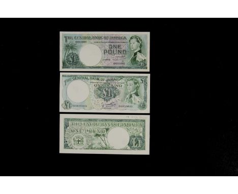 Central Bank of Jamaica, a collection of three hand drawn early stage design essays for a £1 note,  most likely produced for 