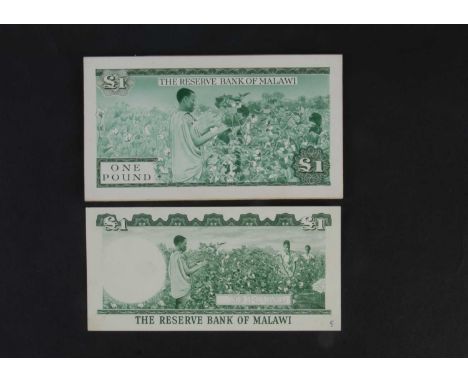 Malawi, a pair of original and significant hand drawn design essays for the face of the 1964 £1  circulation note, produced b