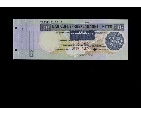 Bank of Cyprus, two original hand drawn design essays for the face and reverse of a £50 Travellers cheque, both on thick card