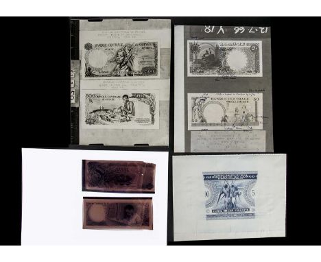 Africa, a collection of face and reverse photographs showing Bradbury Wilkinson designs for various banknotes, including a Gu
