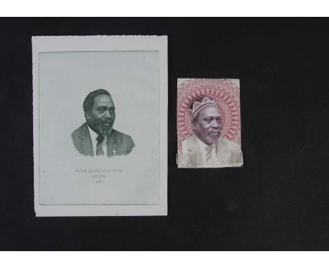 Central Bank of Kenya, an interesting design mock up of the portrait of MZEE JOMO KENYATTA, first President of Kenya, likely 