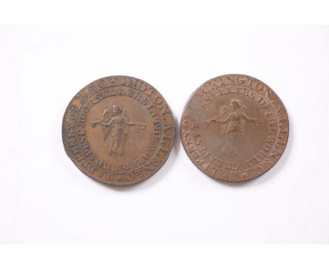 A LATE 18TH CENTURY MIDDLESEX HALF PENNY TOKEN for J Lackington dated 1794, with a portrait to one side and picture of Fame t