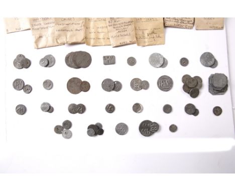 A COLLECTION OF HOP TOKENS with farmers identified to include Thorne, Vane, Veness, Winser, West etc