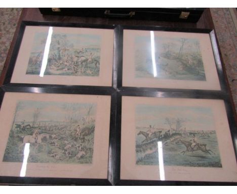 Four vintage colour etchings of hunting scenes&nbsp;