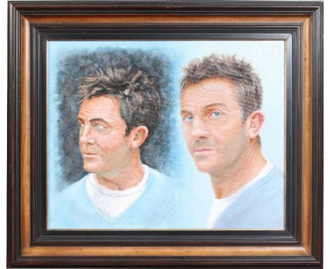 Trevor Neal (b1947). Framed oil on artists board. Double portrait of the actor Bradley Walsh. Monogrammed and dated 2005, 39c