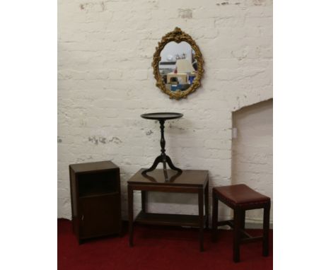 Four items of occasional furniture to include pot cupboard and stool along with a gilt framed wall mirror.