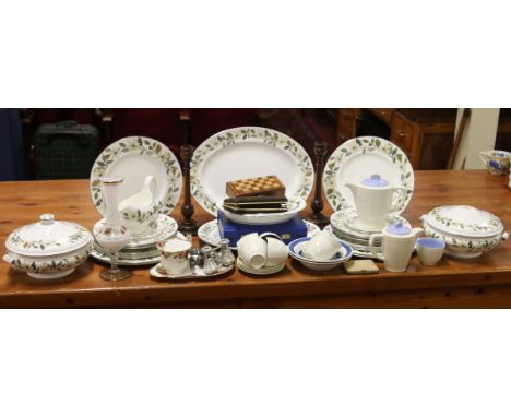 A collection of china and miscellaneous to include Poole part tea service, turned candlesticks, cased Mah Jong set and Royal 