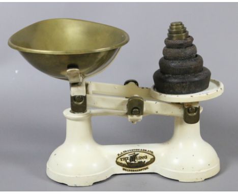 The Viking pair of cast iron kitchen scales and weights.