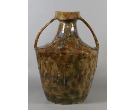 A large treacle glazed Carltonware twin handled vase.