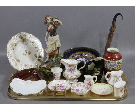 A tray of ceramics to include Carlton ware, Rockingham plate, Maling, Royal Crown Derby, Crown Devon, etc.