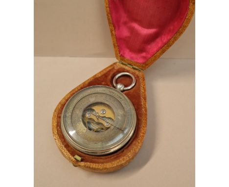 A Veranderlich pocket barometer, the dial inscribed Otto Schleiffelder Optr Stadt Am Graben 22 Wein, cased CONDITION REPORT: 