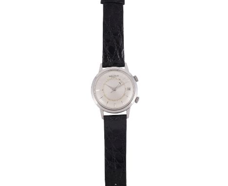 ˜JAEGER LECOULTRE, MEMOVOX: A GENTLEMAN'S STAINLESS STEEL ALARM WRISTWATCH, 1960s calibre 825 'bumper' automatic movement, si