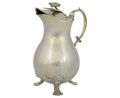 A RUSSIAN SILVER CREAM JUG, Y. BOROVSHCHIKOV, ST. PETERSBURG, 1780s plain baluster, on three cast flower supports, similar fi