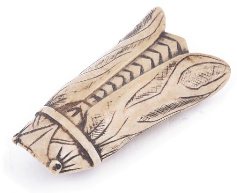 STAG ANTLER NETSUKE OF A CICADA, CIRCA 1870 unsigned 6.1cm high Provenance: The Netsuke Collection of Charles Ephrussi (1849-