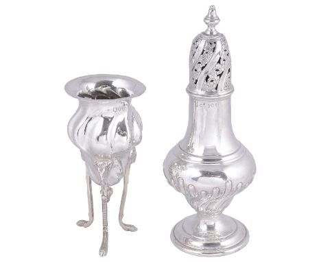 A VICTORIAN SILVER SUGAR CASTER, HENRY WILKINSON &amp; CO. LTD. OF SHEFFIELD, LONDON, 1891 in mid 18th century style, part lo