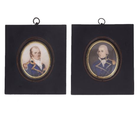 ˜A POSTHUMOUS PORTRAIT MINIATURE OF CAPTAIN JAMES BRADBY RN (1768-1795) BY THOMAS HEAPHY (1775-1835), 1802 in naval uniform, 