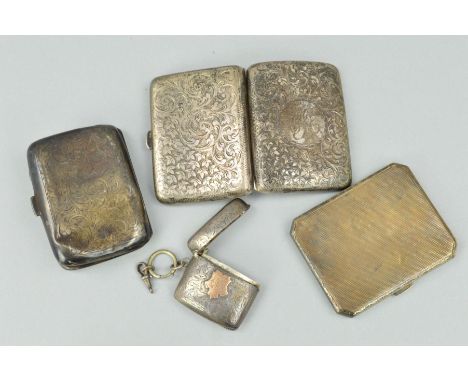 THREE SILVER CIGARETTE CASES OF RECTANGULAR FORM, including engine turned example, maker Alexander Clark &amp; Co Ltd, Birmin