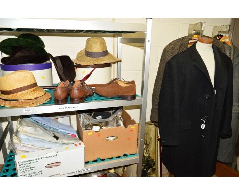 THREE GENT'S COATS AND A JACKET, to include 'West of England' wool coat, a Barrans, London &amp; Leeds coat, etc, together wi