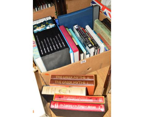 A BOX OF BOOKS PLUS LOOSE to include, Folio Society examples, a boxed eight volume Times atlas of the world and history books