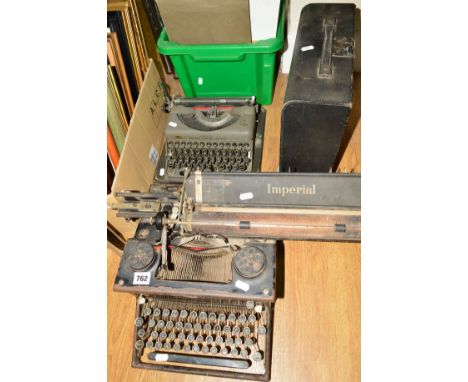 AN IMPERIAL MANUAL TYPEWRITER, with a cased Imperial Model T manual typewriter and a quantity of books, catalogues and artwor