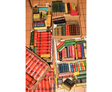 EIGHT BOXES OF NOVELTY SHAPED EMPTY BISCUIT TINS/STORAGE BOXES, etc in the shape of books, to include 'Gourmets Delight' tins