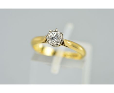 A SINGLE STONE DIAMOND RING set with a brilliant cut diamond, estimated diamond weight 0.20ct, stamped 18ct and Plat, ring si