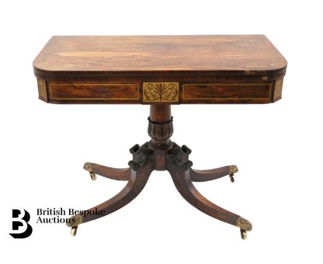 19th century rosewood inlaid card table, attributed to William Trotter Edinburgh. The table benefitting from decorative brass
