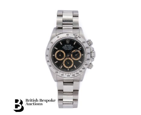 A stainless steel Rolex Zenith Daytona automatic chronograph wristwatch with bracelet, model number. 16520. Date: Purchased 3