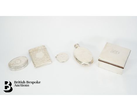 Victorian silver hip flask, Birmingham hallmark dated 1869, approx 11.3&nbsp; x 6.5 cms, approx 67.4 gms. This lot includes a