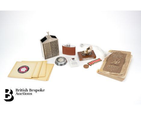 Miscellaneous ephemera including a 20th century motoring trophy dated 1969 in the form of a vintage car, another trophy in th