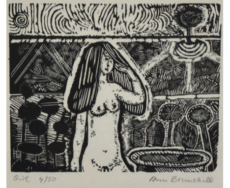 Ann Brunskill (1923-2018), print of a woodcut engraving, 'Pastoral' and 'Girl', signed in pencil to the lower right, limited 
