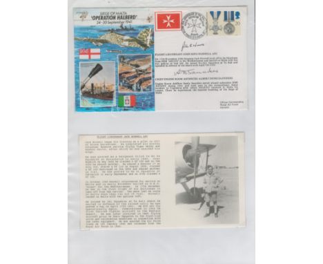 WW2. Flt Lt John K Norwell AFC and Chief Engine Room Artificer Albert D Saunders Signed Siege of Malta- Operation Halberd FDC