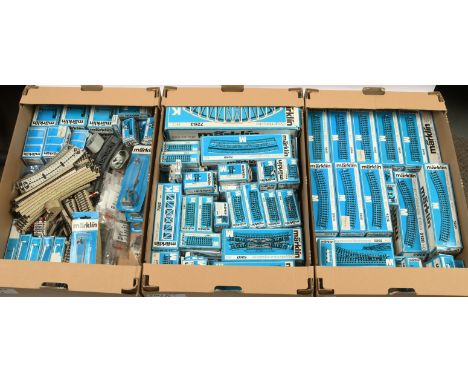 Marklin HO 3-rail track and Catenary Plus other items - Large selection of track and Pointwork and Signals, along with bridge
