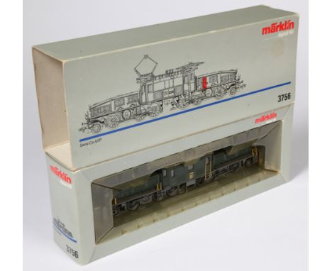 Marklin HO Gauge Digital 3-rail Ref 3756 SBB/CFF/FFS green livery type BE 6/8 Crocodile Overhead Electric Freight Diesel Loco