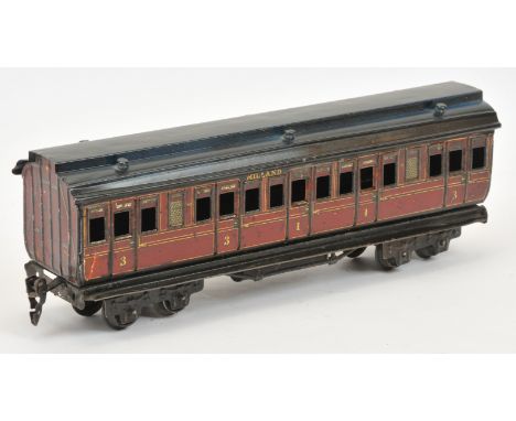 Marklin or Similar O Gauge Clerestory roof coach- Midland Railway '2875'. Roof appears to have been resprayed, Please see pho