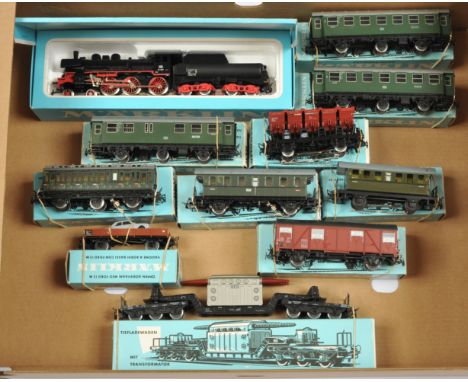 Marklin HO 3-Rail Rolling stock - To include P8 '38 1807' Ref 3098, 4635 Hopper with tail lamp, 4002 and 4004 with interior l