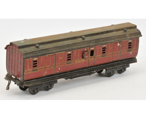Marklin or Similar O Gauge Clerestory roof coach - Midland Railway '2876'. Roof has some rust, Please see photo. Conditions: 
