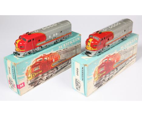 Marklin HO Gauge 3-rail Santa Fe War Bonnet F7A Units comprising 3060 (powered) and 4060 (unpowered). Condition is Excellent 
